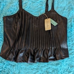 Anthropologie Faux Leather corset top NEW sz 1x